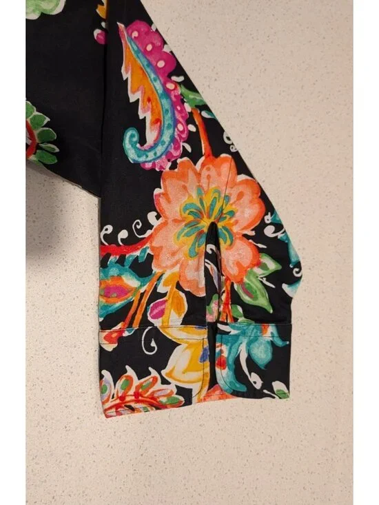 Lauren Ralph Lauren Womens Colorful Paisley Floral Button-Down Blouse 1X Black - Picture 13 of 16